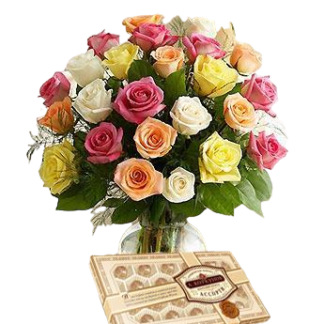 25 colorful roses with chokolates | Flower Delivery Ulan-Ude