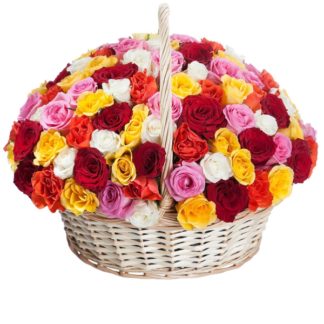 51 colorful roses in the basket | Flower Delivery Ulan-Ude